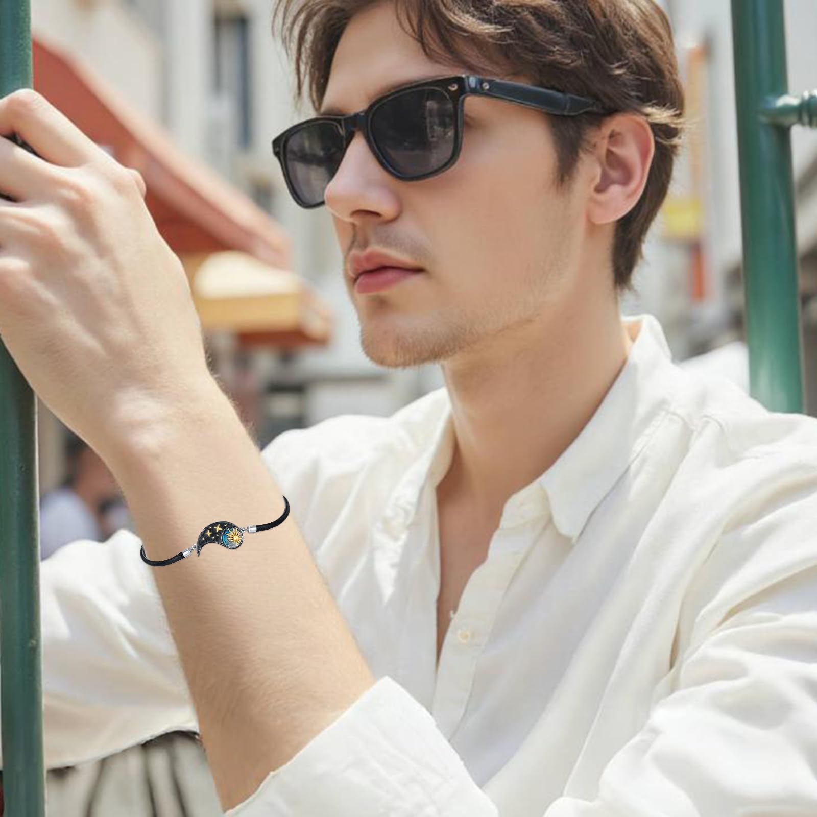 REDSUN Yin-Yang Armband 925 Sterling Silber mit Sonne, Mond & Sanduhr – Verstellbares 2 Paare Tai-Chi Partner Armbänder Yin Yang Schmuck für Damen Partner Paare Männer & Frauen Sie und Ihn