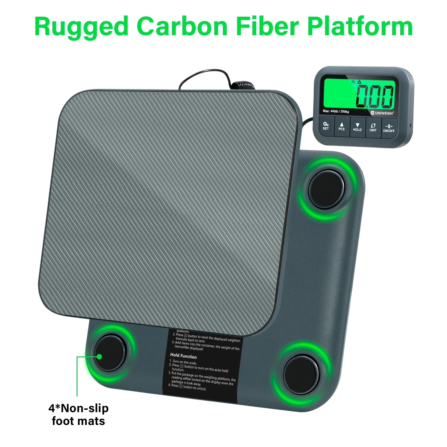 Digital Postal Scale 440lb High Accuracy 0 35oz Shipping Scale for Packages with Hold Tare Count Commercial Package — view 6