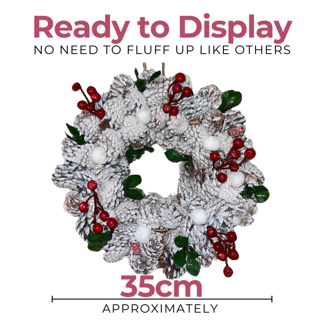 Couronne de Noël festive pour porte d'entrée avec ficelle de suspension – Décorations de Noël parfaites pour l'extérieur à ajouter à vos décorations de Noël dans notre liquidation de décorations de