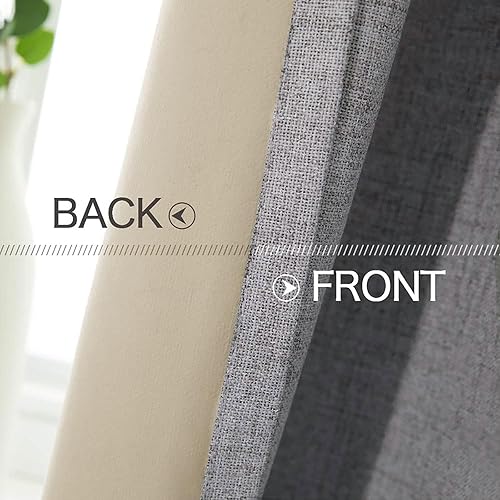 Miniatura 6 de MIULEE - Cortinas de 90 pulgadas con textura de lino para dormitorio, 100% opacas, aisladas térmicamente, grises, con ojales, 52 x 90 pulgadas (2