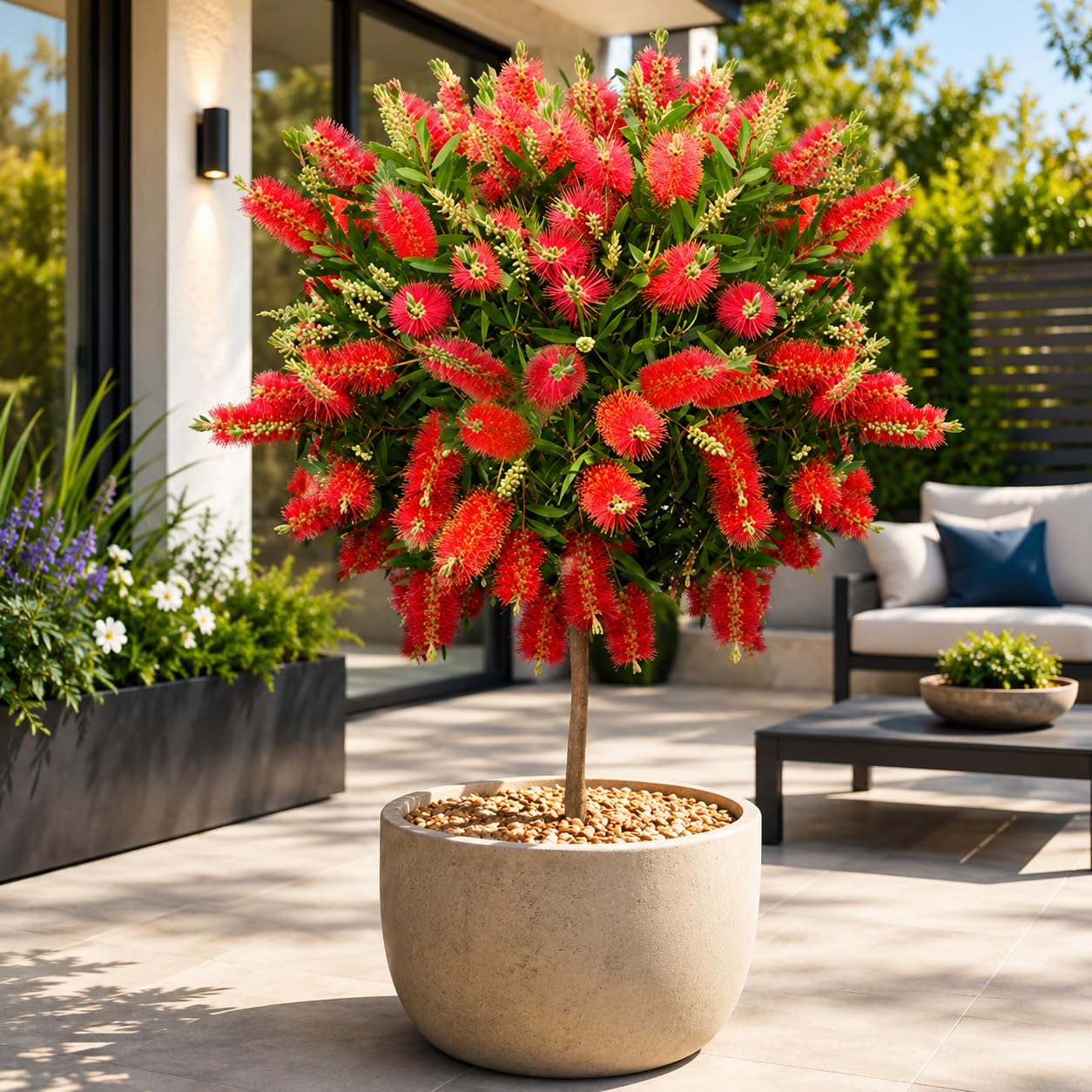 Standard Bottle Brush Plant, Red Flowers, 80-100cm Tall, 3lt Pot
