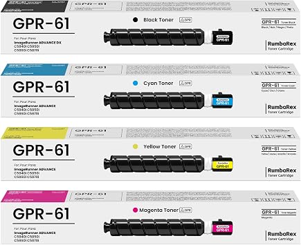 GPR61 GPR-61 Toner Cartridges High-Yield Replacement for Canon GPR-61 Toner Cartridge for ImageRUNNER Advance DX C5840i C5850i C5860i C5870i Printer Ink 4-Pack BK/C/M/Y