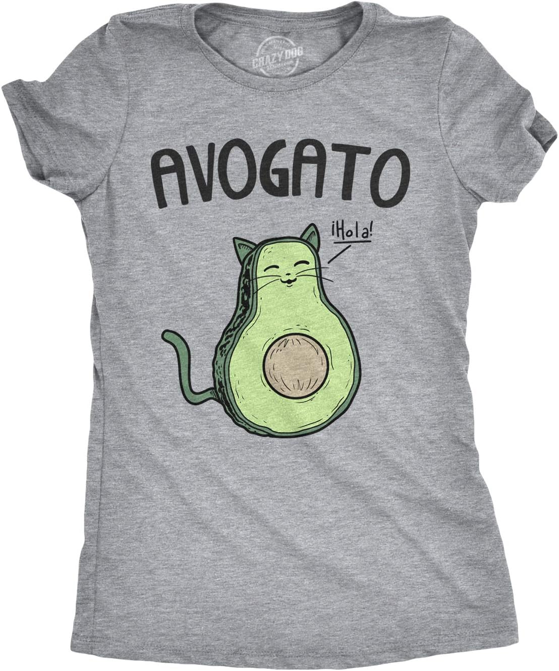 Crazy Dog T-ShirtsWomens Avogato Funny T Shirt Avocado Cat Cute Face Graphic Novelty Tee for Girls
