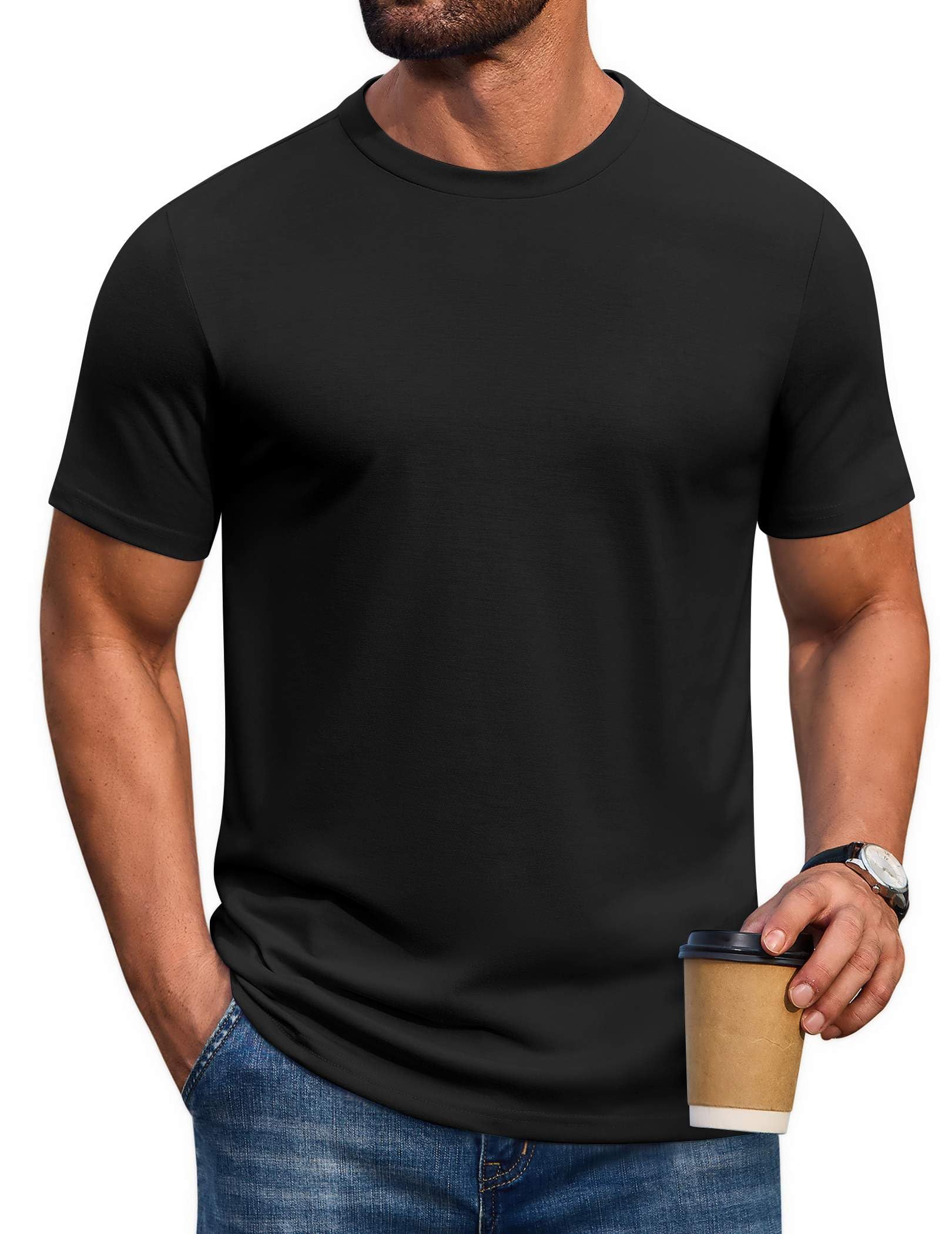 COOFANDY Men's T-Shirts Short Sleeve Crew Neck T Shirts Casual Classic Basic Tee Shirts