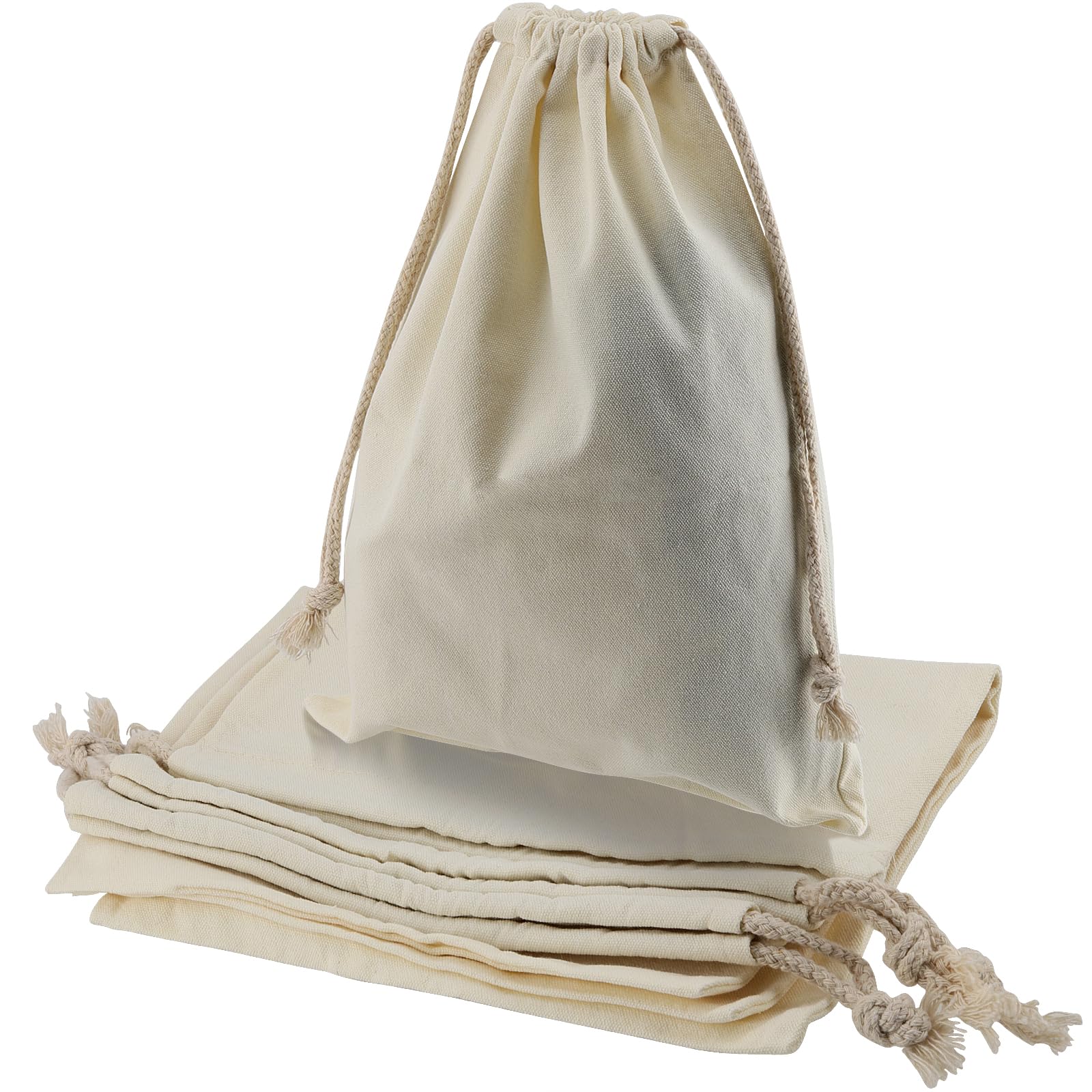 ZEONHAK Lot de 8 grands sacs de rangement en toile avec cordon de serrage, 30 x 40 cm, sacs cadeaux en tissu pour bonbons, fête