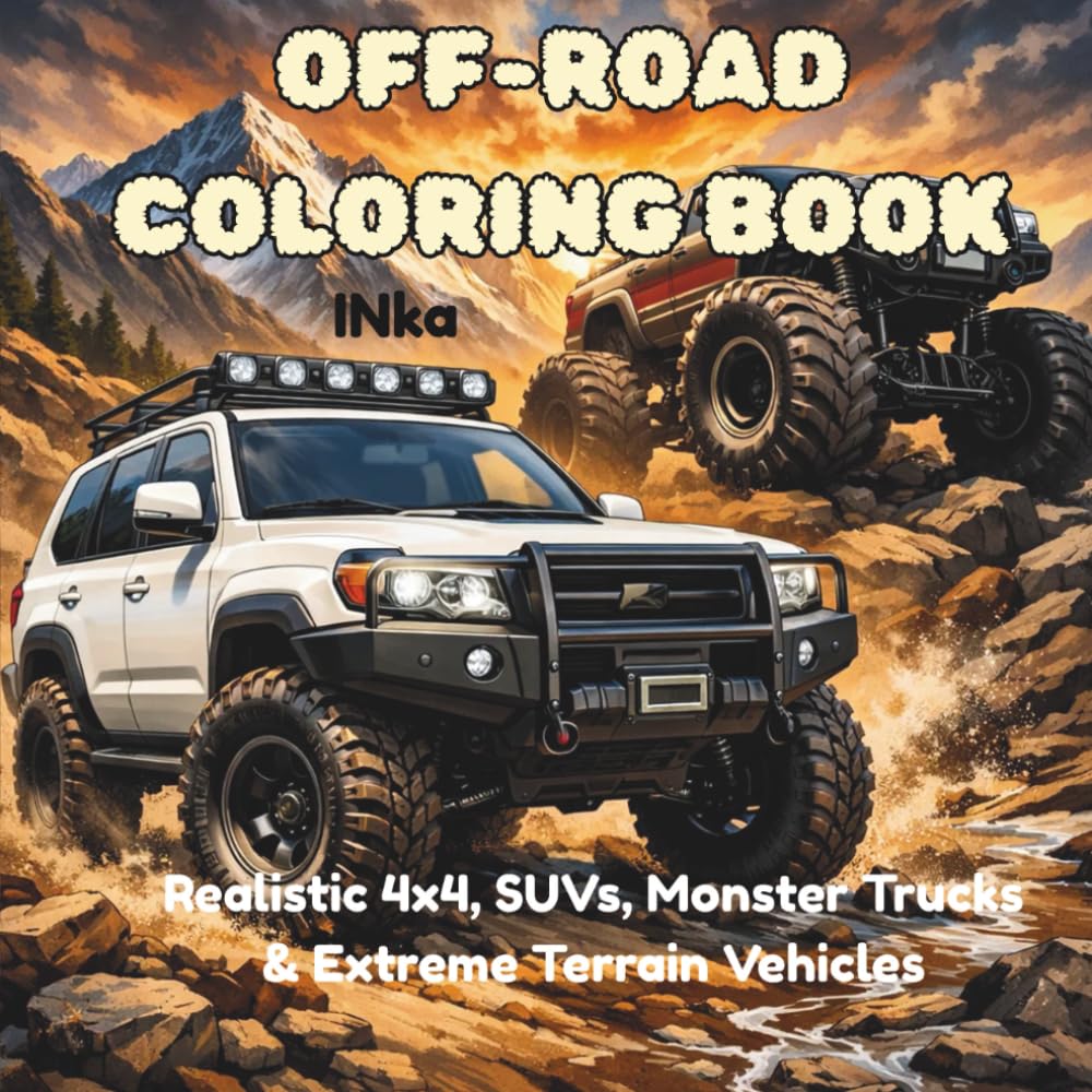 OFF-ROAD COLORING BOOK: Realistic 4x4, SUVs, Monster Trucks & Extreme Terrain Vehicles