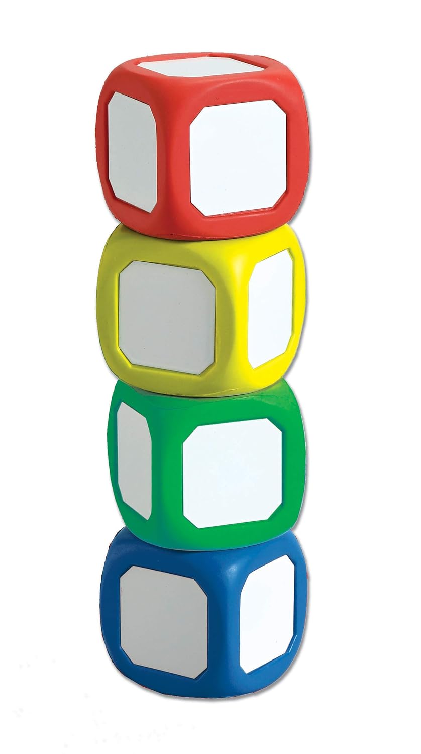 Learning Advantage Write-On Wipe-Off Dice - 2" - Set of 4 - Magnetic Dry Erase Dice