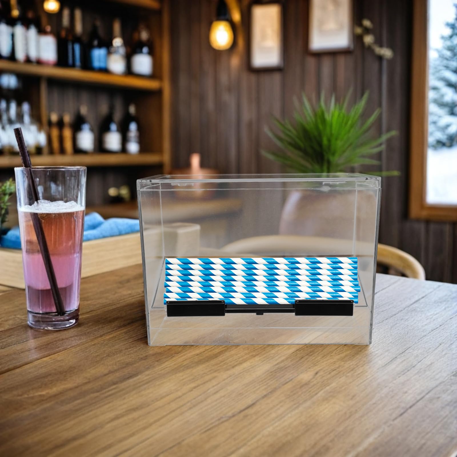 Healifty Transparenter Strohhalmspender aus Acryl Strohhalmbox mit Großer Kapazität für Restaurant und Milchtee Laden Leicht zu Reinigen Hohe Sichtbarkeit