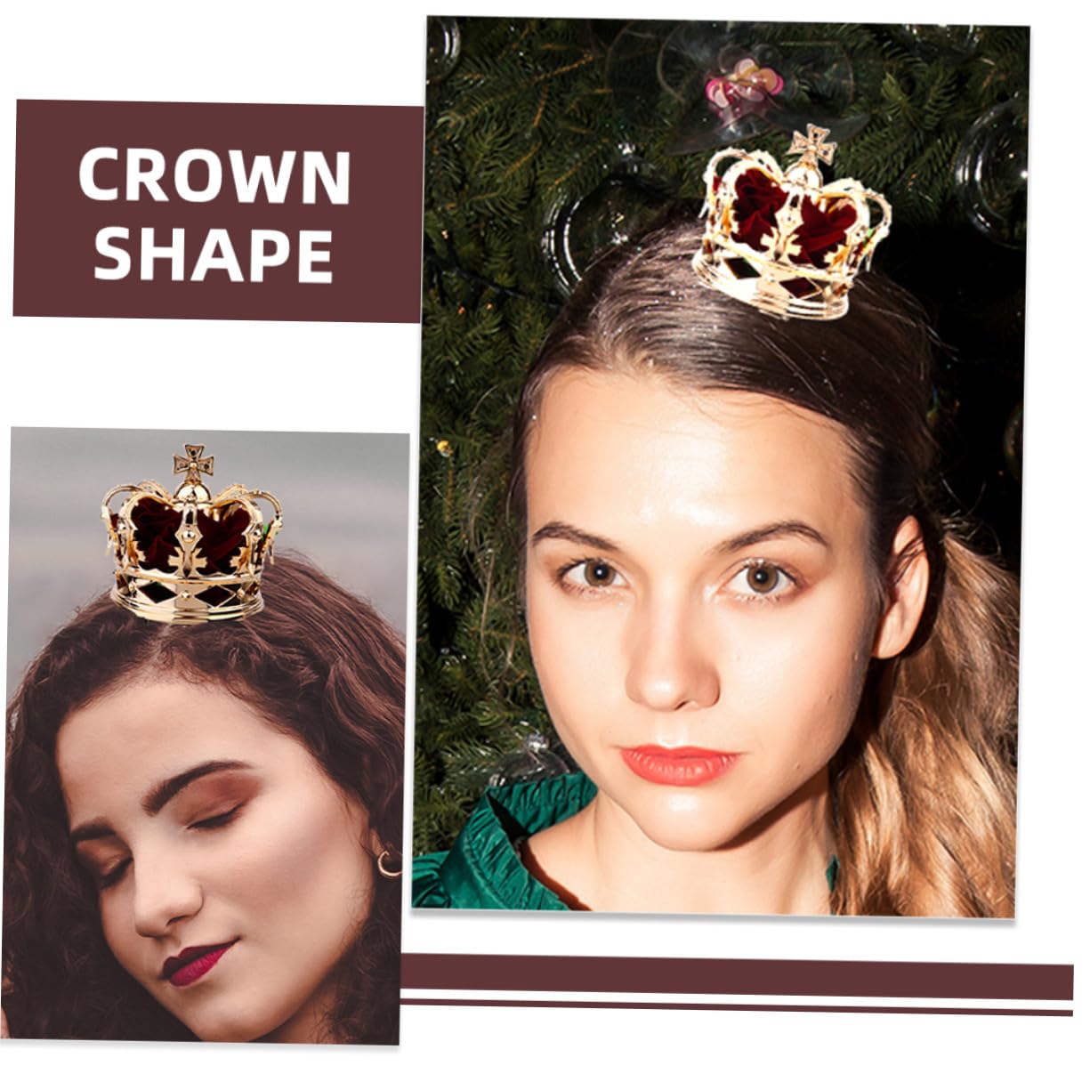 Healeved 2 Stück Mädchen Haarklammern Kronenform Rote Haarschmuck Clips für Halloween Party Cosplay und Festliche Anlässe Langlebig und Komfortabel Geeignet