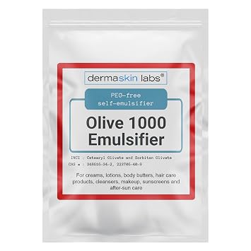 Olive 1000 Emulsifier, Cetearyl Olivate, Sorbitan Olivate 1000 Plant-Based Emulsifier Wax ECOCERT COSMOS Validated PEG-free self-emulsifying for DIY Skincare, Haircare Applications 8 oz