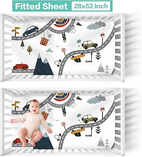Miniatura 3 de ZOTIMEF Juego de ropa de cama para cuna de bebé, 3 piezas, diseño de vehículos, manta suave y elegante, sábana para cuna, funda de almohada para