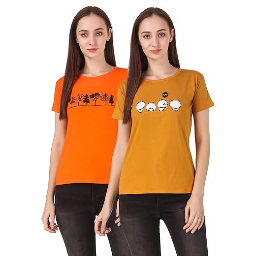 NIVIK Women's Cotton T-Shirts. Combo Pack of 2 T-Shirts