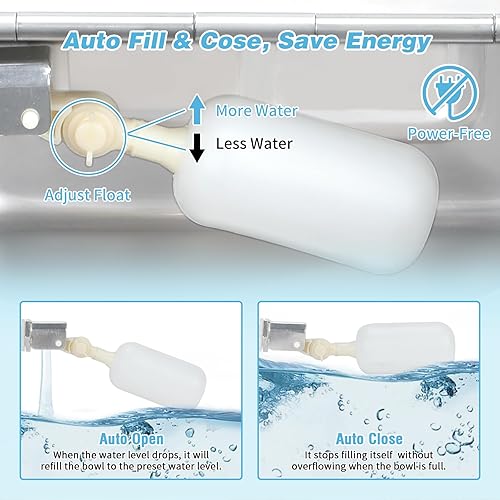 Miniatura 2 de FHTONGE Dispensador automático de agua para perros de acero inoxidable 304 con drenaje y válvulas de flotador, bebedero grande para perros grandes