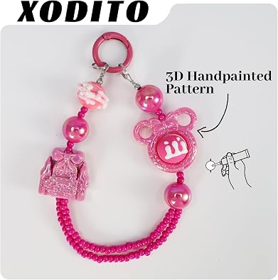 Cute Handpainted Phone Charms Colorful Beaded Phone Charm Strap Hands-free Cellphone Wrist Strap for Women Girl