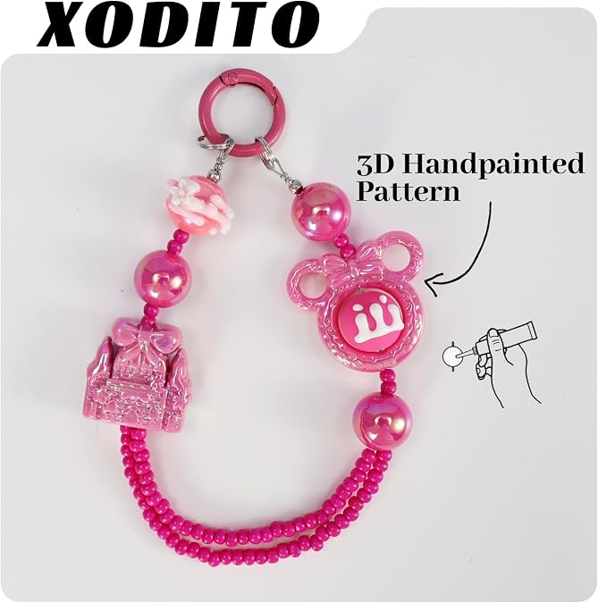 Cute Handpainted Phone Charms Colorful Beaded Phone Charm Strap Hands-free Cellphone Wrist Strap for Women Girl
