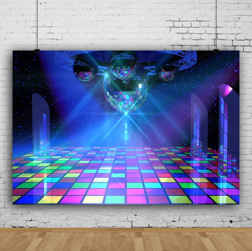 Renaiss 7x5ft Disco Backdrop Disco Ballroom Night Club Neon Music 80s Birthday Party Background Disco Party Decorations Supplies 70s 80s 90s Family