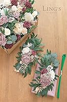 Vista 4 de Ling's moment Decoración de arco de flores artificiales con cortina transparente para ceremonia de boda, cenador y telón de fondo de recepción