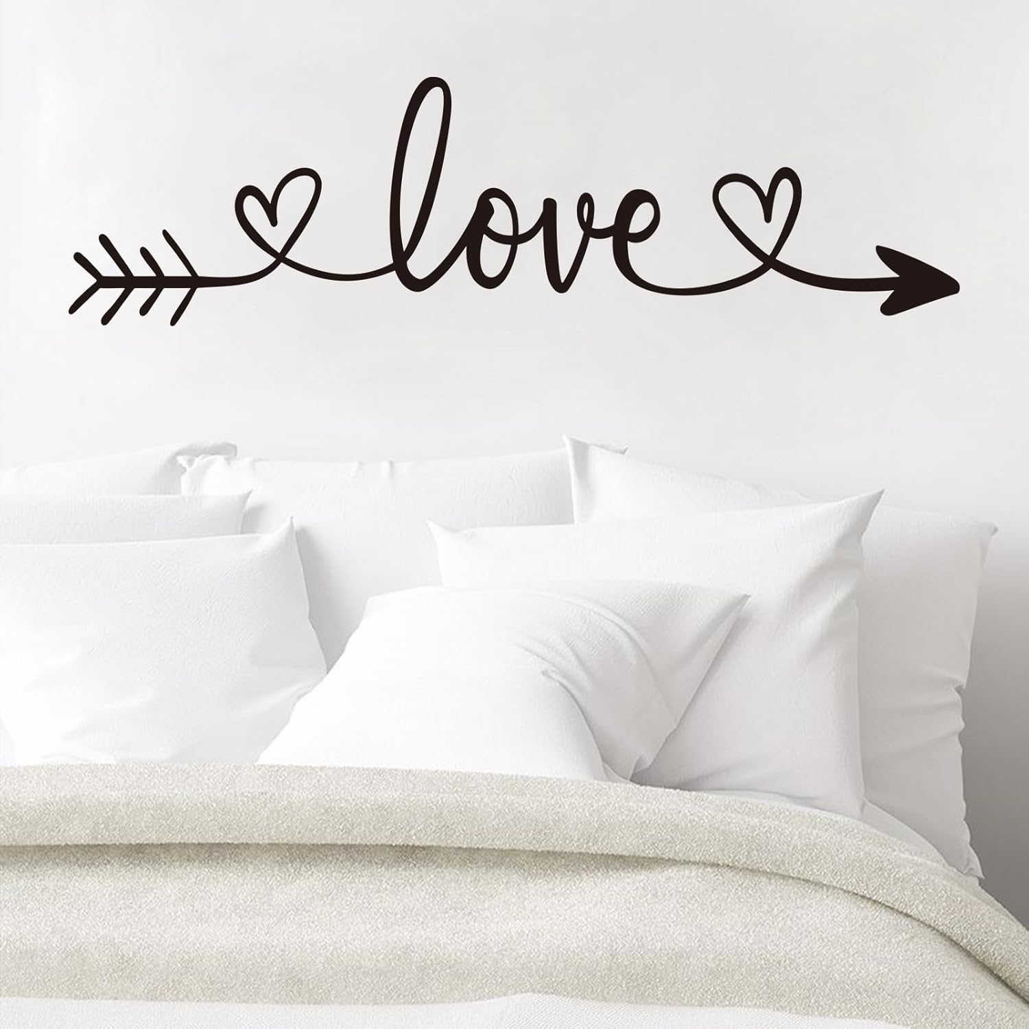 Couples Quotes Wall Decals for Bedroom: Inspirational Love Wall Stickers for Home Bathroom Living Room - Love Arrow 45" X 12.6"