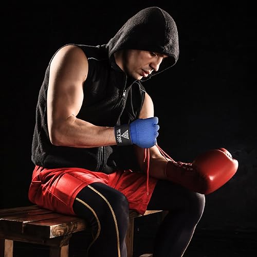 Miniatura 8 de WYOX - Vendas elásticas de boxeo con nudillos acolchados de gel en el interior, para proteger los puños, para mujeres y hombres, muñequeras para