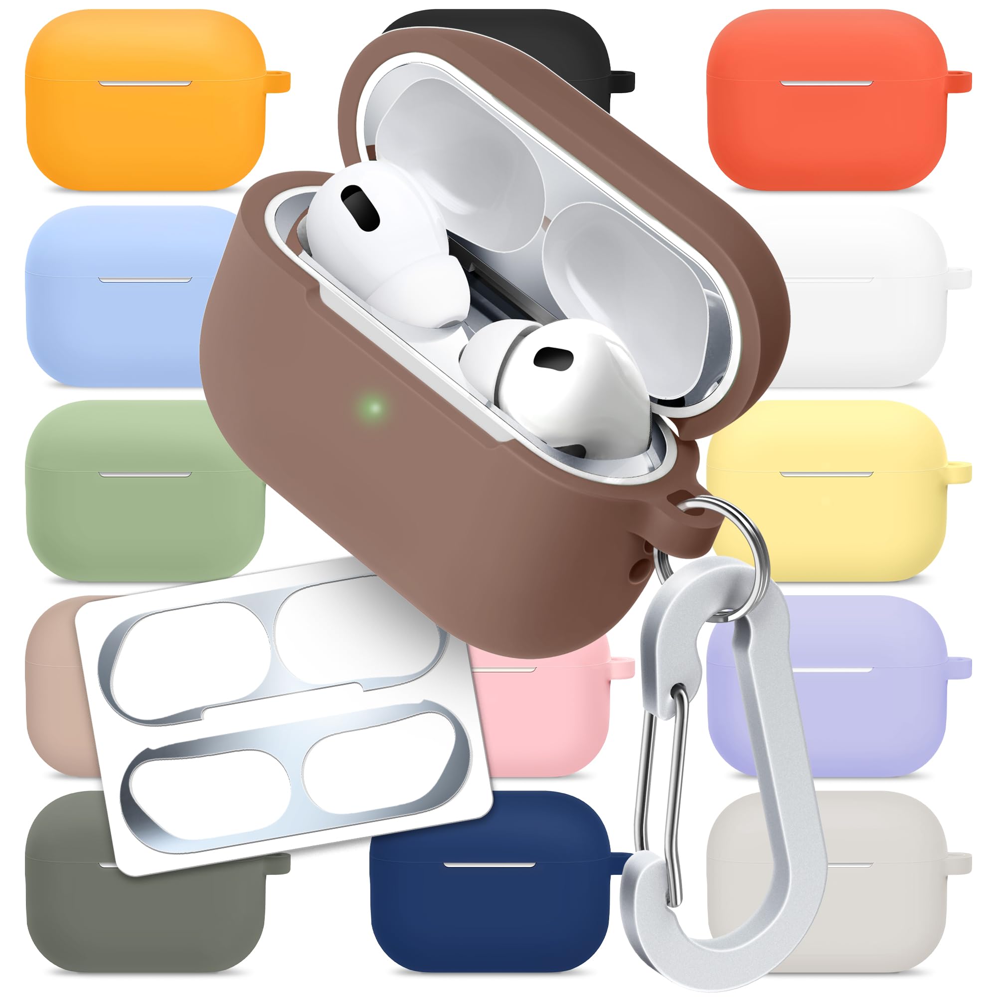 [3 in 1] AirPods Pro 3 Silicone Case + Anti-Lost Carabiner + Dust Guard Metal Film, Protective Cover with Keychain for Apple AirPods Pro3 (2025) — view 52