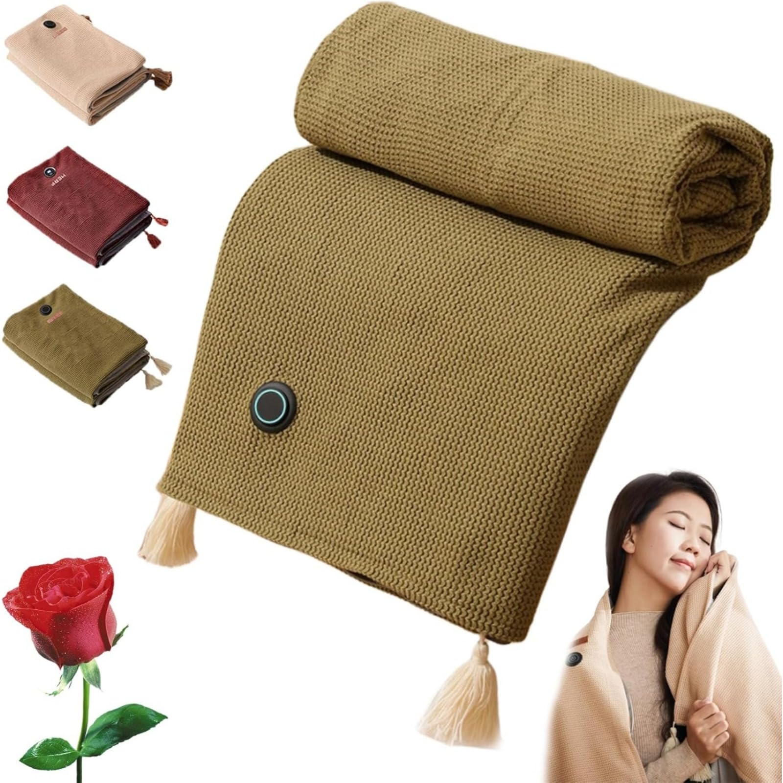Portable Heated Shawl, Portable Soft Zipper Electric Heated Blanket Shawl, Portable Usb Heated Blanket Shawl, Heated Shawl For Women, 3 Heating Levels Portable Soft Zipper, Heated Shawl (Green)