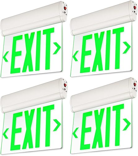 LEONLITE Señales de salida verdes para negocios, UL 924, letrero de salida LED con borde iluminado, luces de salida de emergencia cableadas con