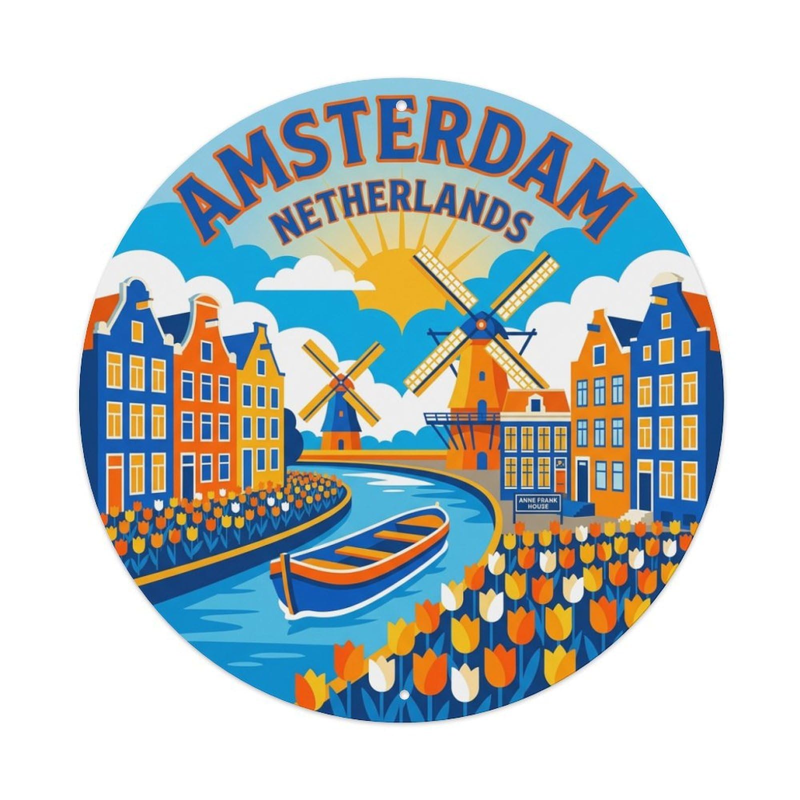 Vintage Travel Netherlands Amsterdam Metal Tin Sign