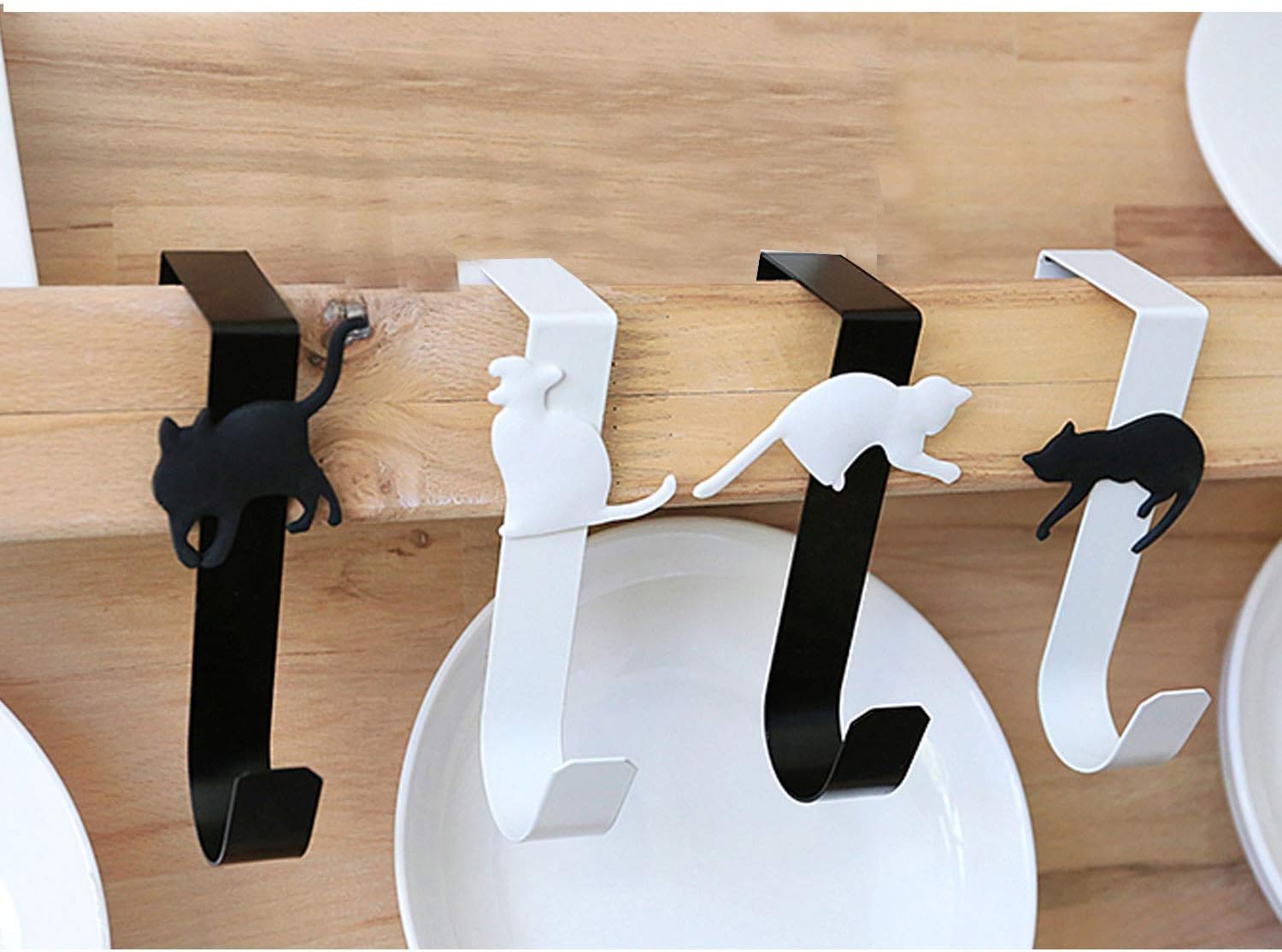 SRHOME 4 Pack Over The Door Cat Hook Hanger,Storage Hanging Rack-Organizer Hooks for Coats,Hats,Robes,Clothes or Towel,Wall Mounted Decorative Hook Portable for Travel