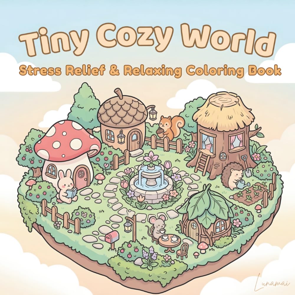 Tiny Cozy World Coloring Book: Stress Relief & Relaxing Coloring Book for Adults