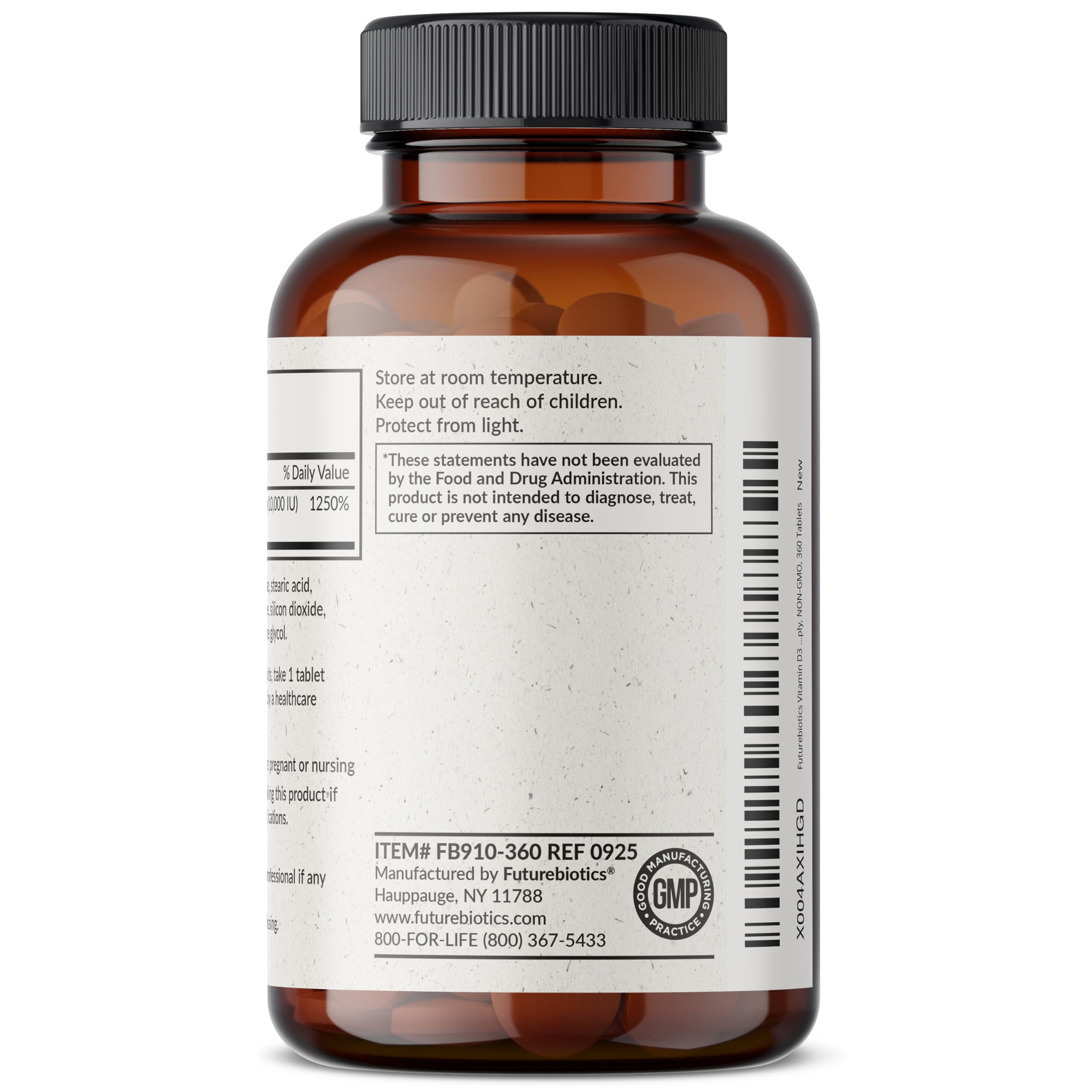 Futurebiotics Vitamin D3 10,000iu (250mcg) 360 Day Supply for Healthy Muscle Function and Immune Support, Non-GMO, 360 Tablets — Amazon image 7