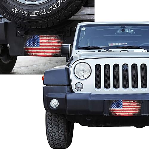 Miniatura 7 de Placa de matrícula de aluminio retro vintage con bandera estadounidense, 6 x 12 pulgadas, cubierta de metal para placa frontal de automóvil,