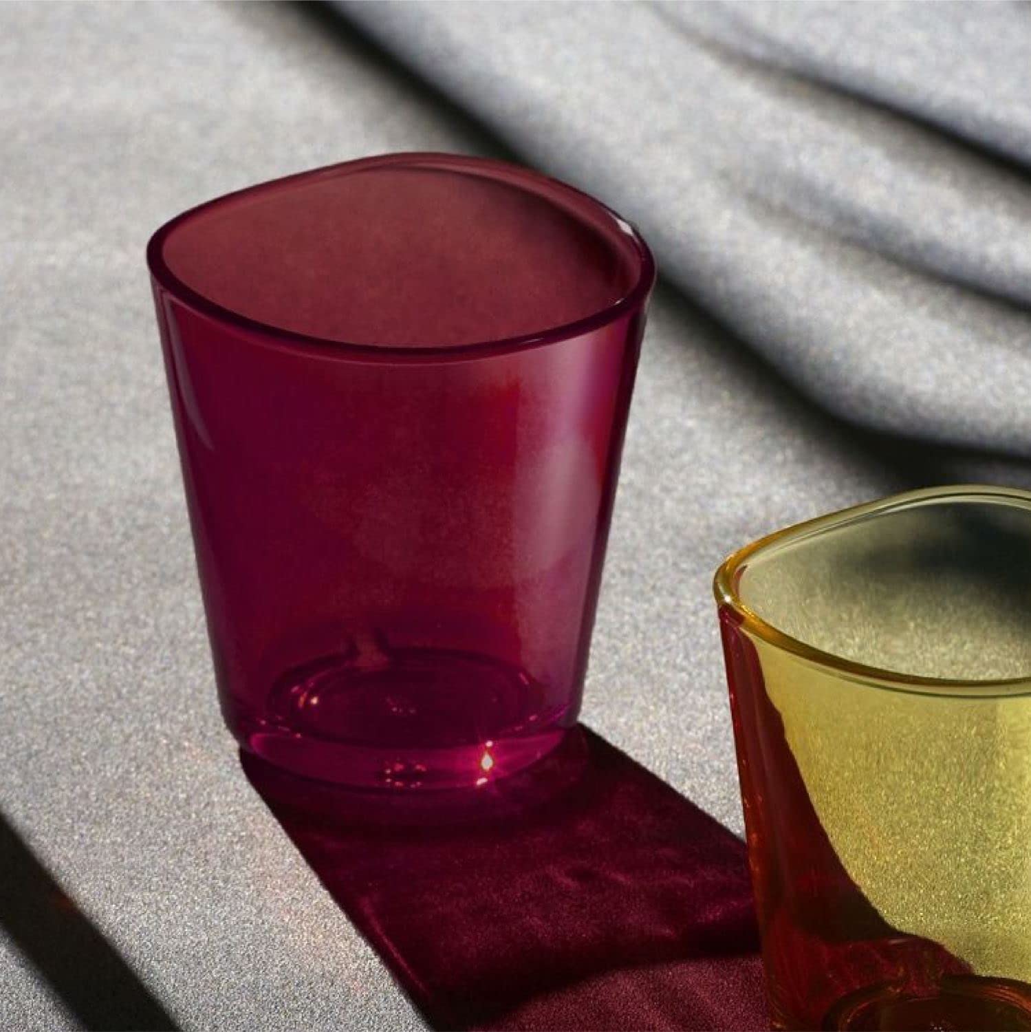 Ocean Centique Double Rock Ruby Red, 345 Ml, Set Of 6, P03161G0004, Rock Glass, Double Rock Glass, Lowball Glass, Water Glass, Whiskey Glass, Whisky Glass, Old Fashioned Glass, Scotch Glass