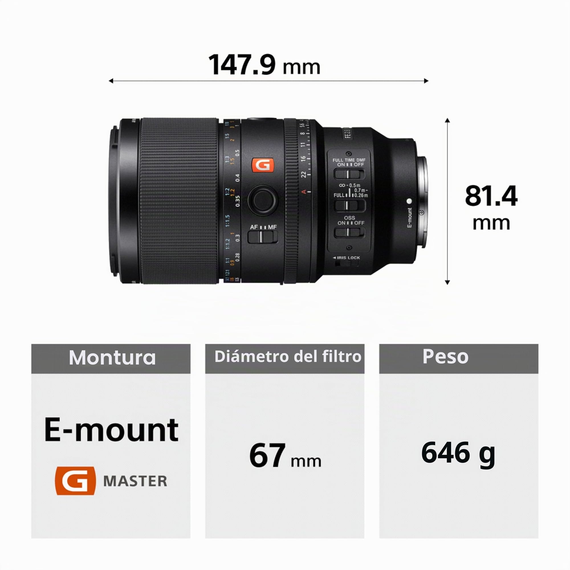 Sony SEL100M28GMB, Objetivo Fijo de 100 mm f/2,8 STF G Master (Full Frame, Apodización STF, OSS, E-Mount, Retrato, Compatible con Sony Alpha E)