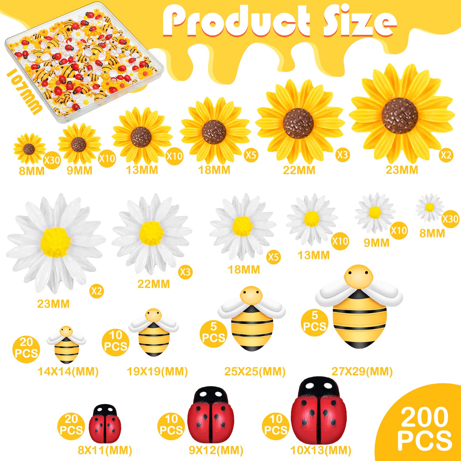 60 Mini Abeilles En Résine Et Coccinelles En Bois – 3 Styles – Pour DIY, Baby Shower Et Jardin Miniature