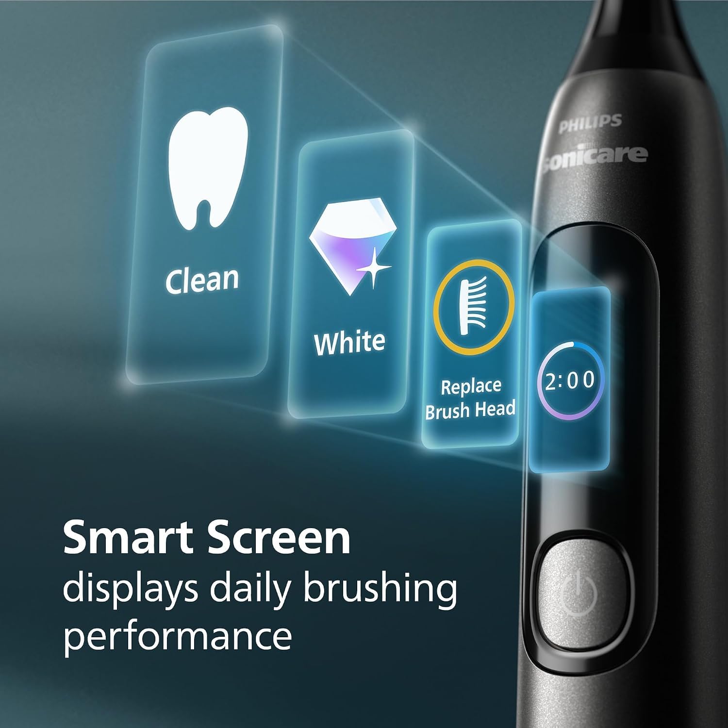 Philips Sonicare Brilliant Clean HX3792/21 - Spazzolino elettrico Smart Screen, ricambio testina, 2 modalità di spazzolatura e SmarTimer, colore: nero