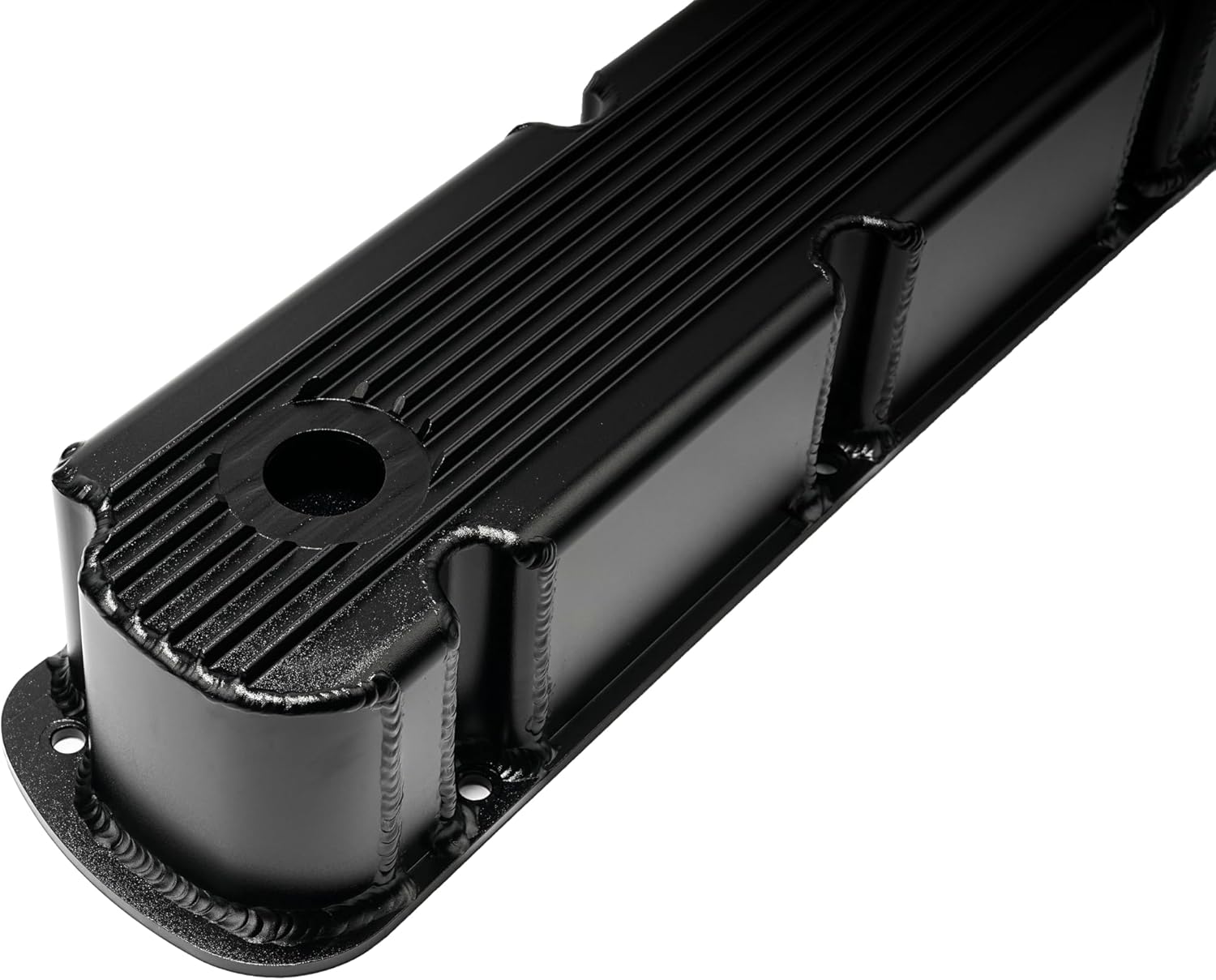 SBF Small Block For Ford 260 289 302 351W Finned Fabricated Aluminum Tall Valve Covers Set (Black)