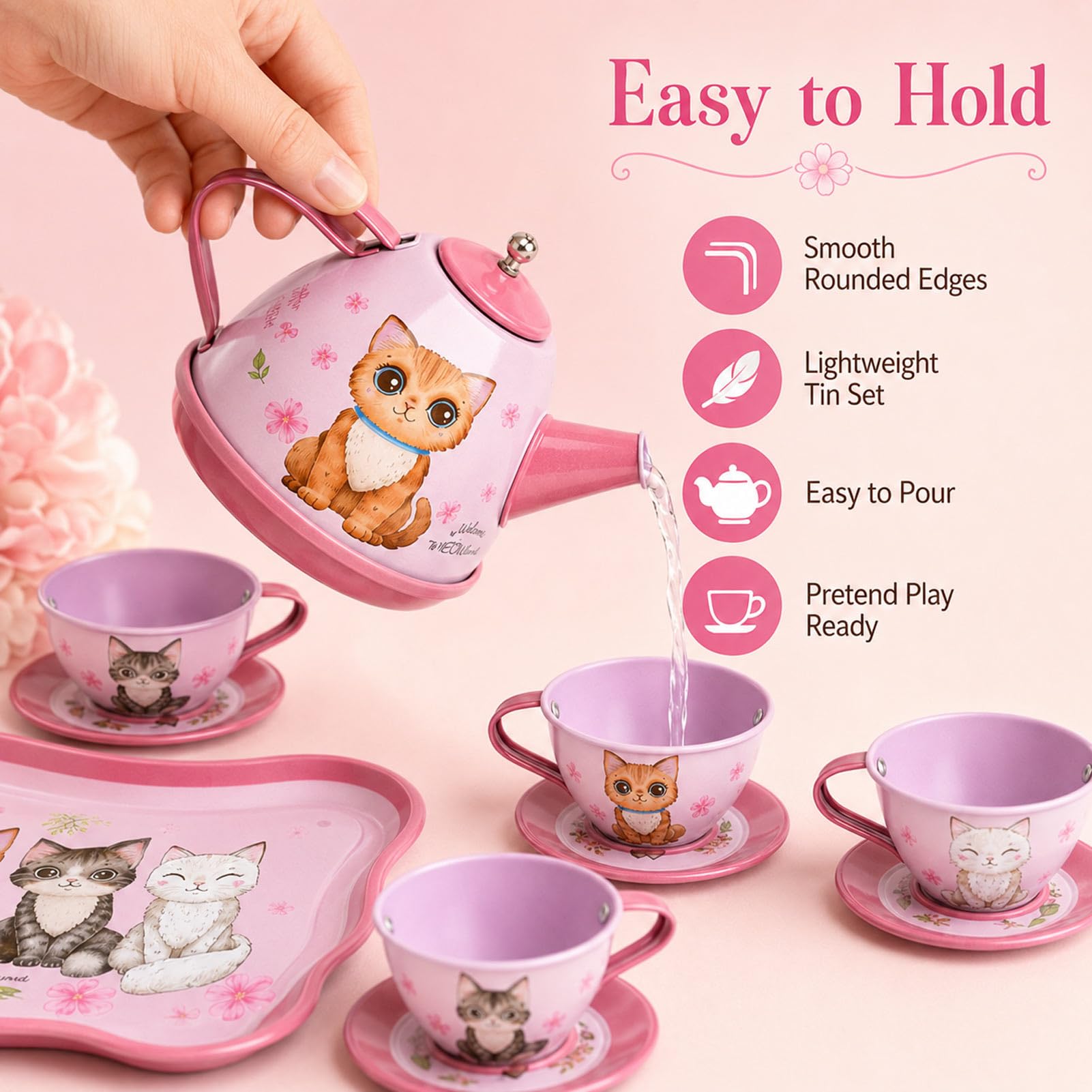 Amazon.com: Lajeje Cat Tea Party Set for Little Girls - 19pcs