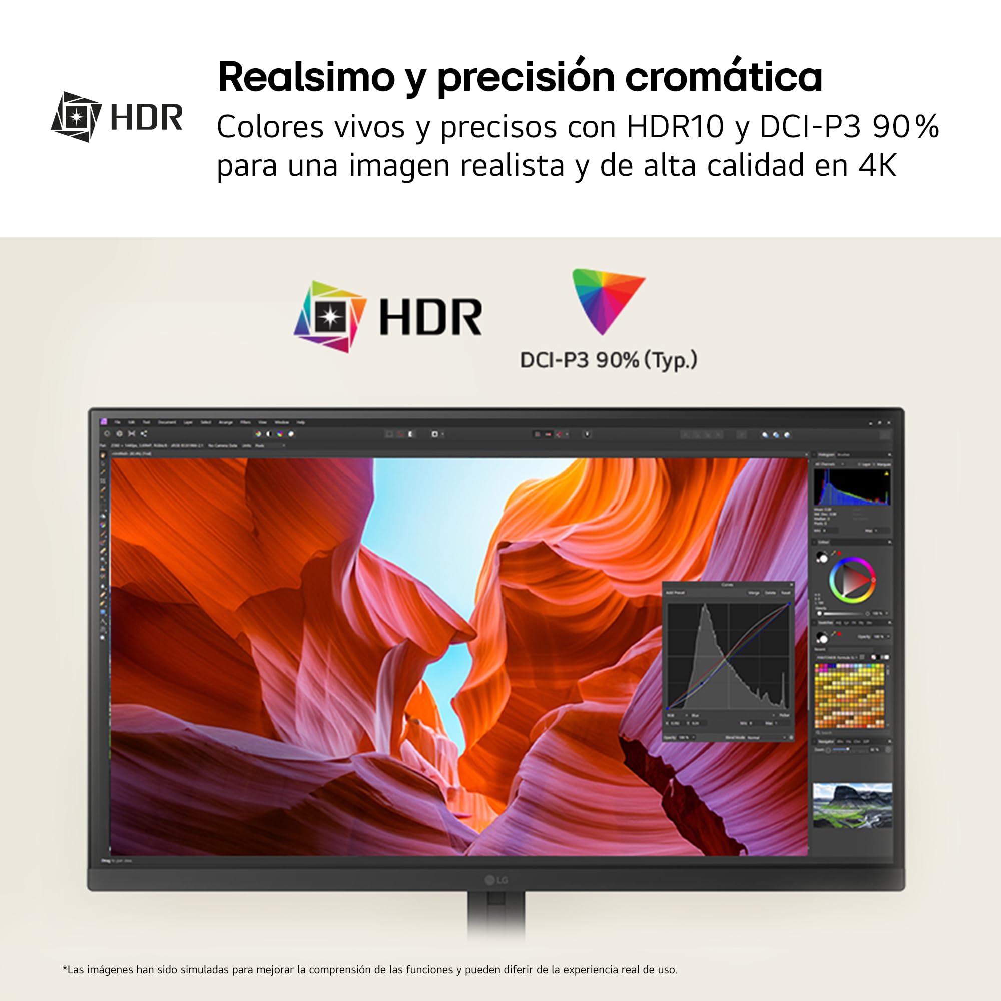 LG Monitor Ultrafine 27U710B-B - 27'', UHD (3840 x 2160), IPS, Negro | altura ajustable, Inclinación (eje horizontal) / Altura, DCI-P3 90% (CIE1976), DCI-P3 90%, UHD 4K (3840 x 2160), HDR10