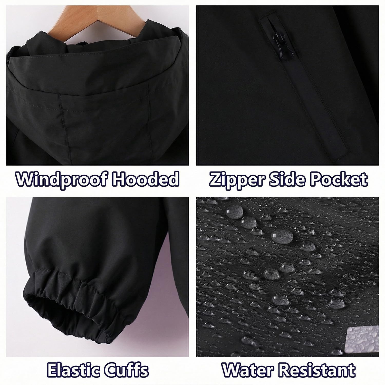 JinBei Kinder Jacke Mädchen Jungen Übergangsjacke Leicht Kapuzenjacke Wasserabweisend Winddicht Outdoorjacke mit Reflektoren Regenjacke Packbar Frühling Herbst Wandern Schule für 5-13 Jahre