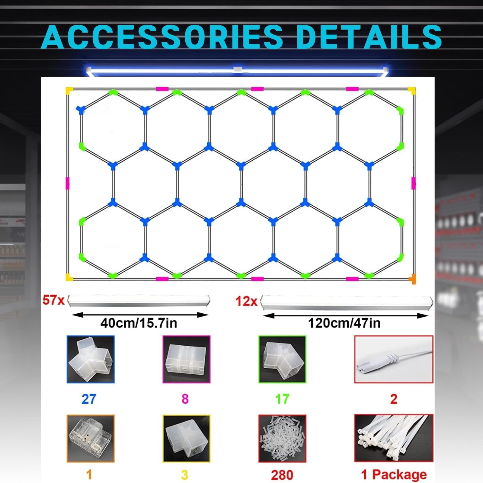 Amazon.co.jp : Hexa LED ガレージ照明 14個の六角形グリッドシステム