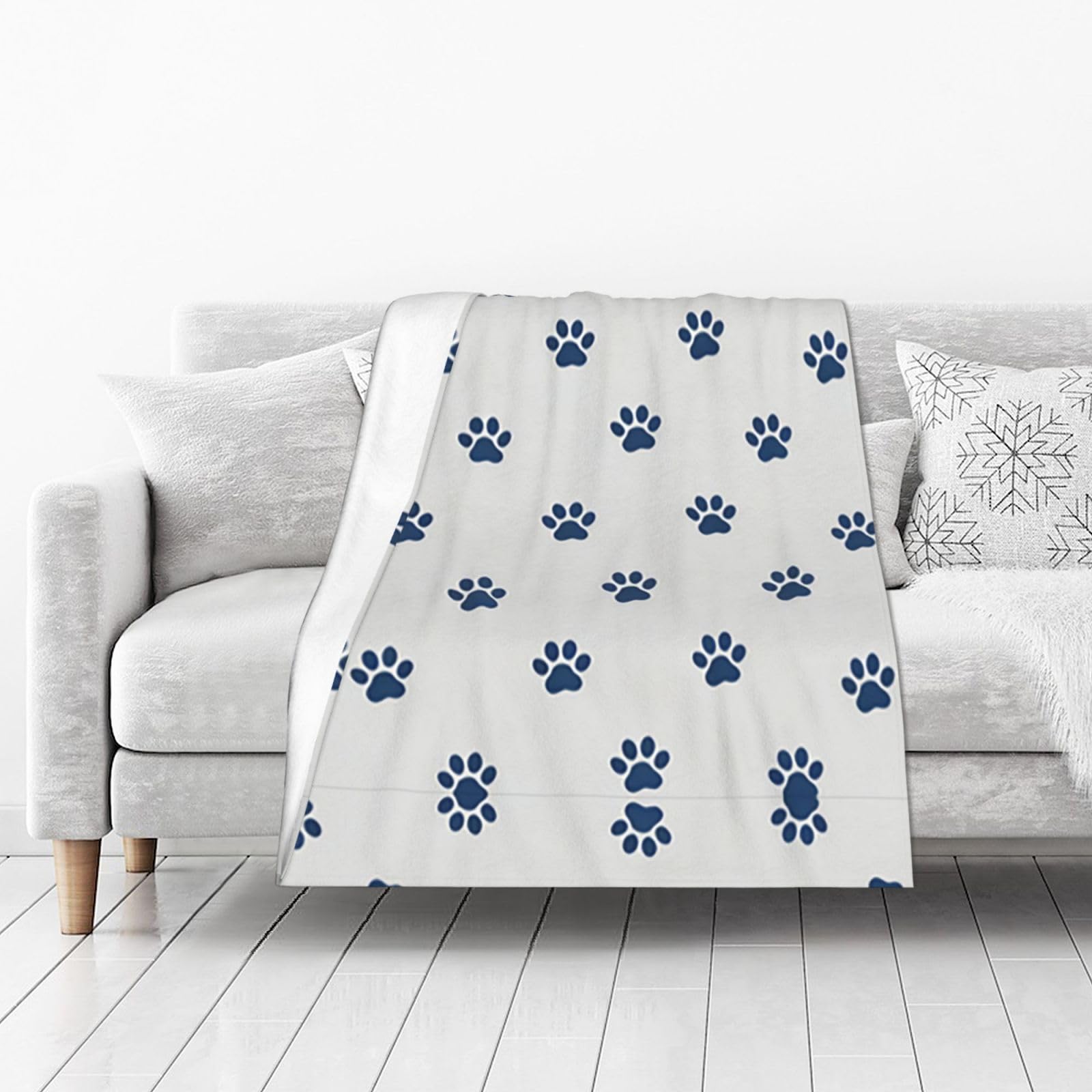 DUYIOKH Navy Paws Print Thick Throw Blanket, Blanket for Couch Bed Warm Travel Blanket for Camping Movie Night