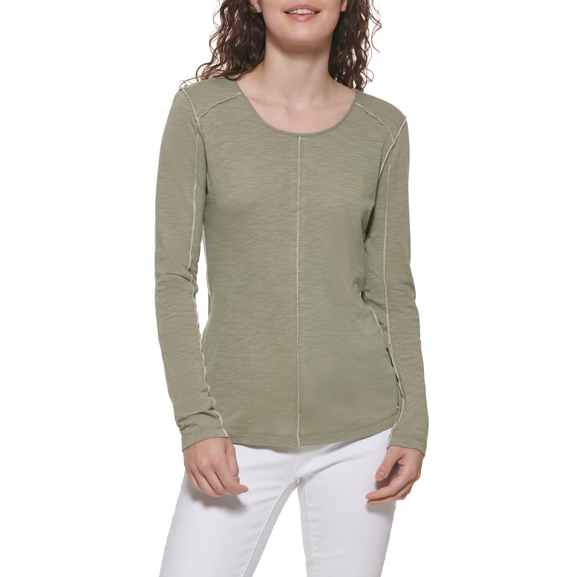 DKNY Women's Crewneck Long Sleeve Layering Top