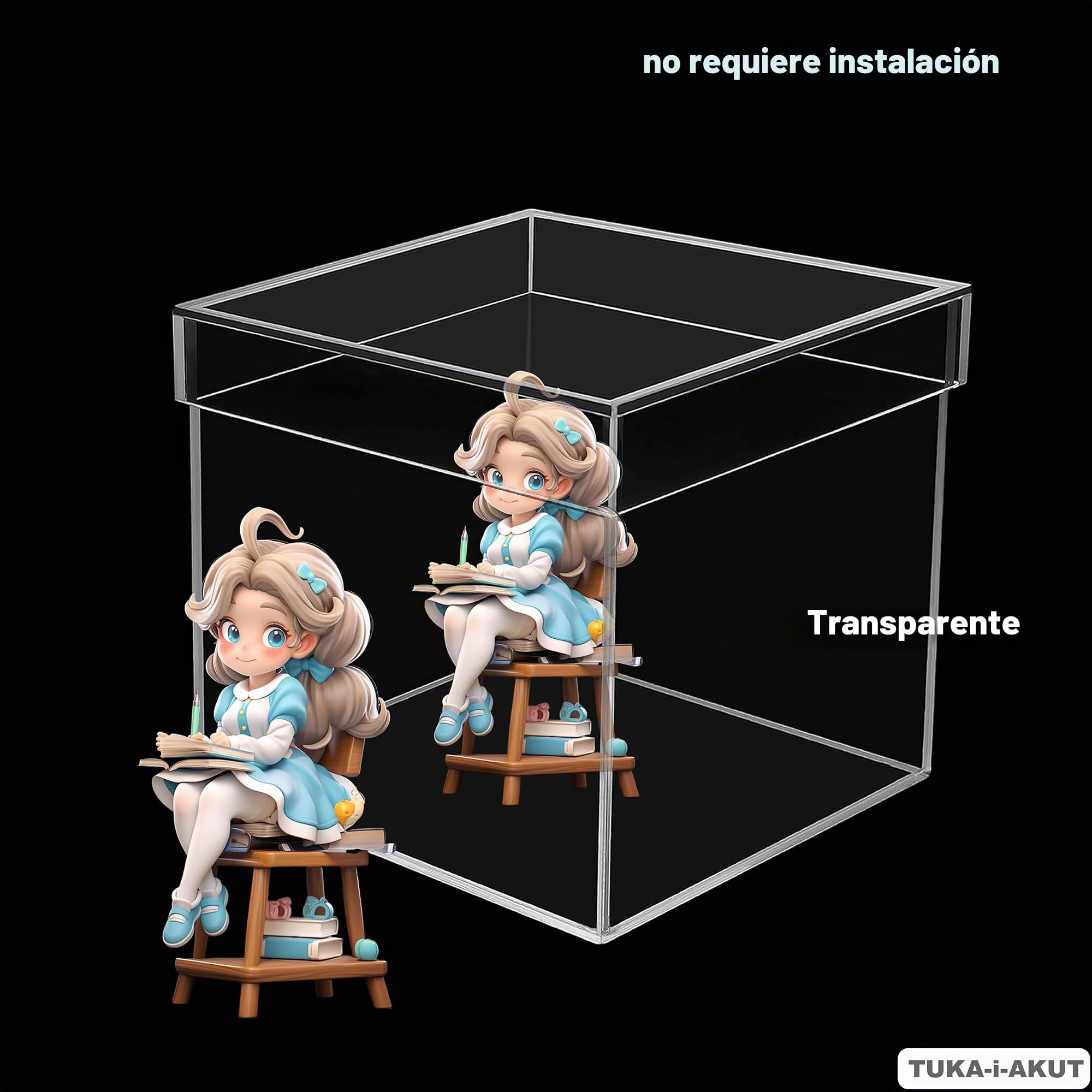 TUKA-i-AKUT 20x20x20cm Vitrina Expositora de Acrílico 5 Lados con Tapa, Almacenamiento Decorativo Caja de Presentación Forma de Cubo, Escaparate para Figuras Colecciones Joyas Regalos Joyas, TKD8254
