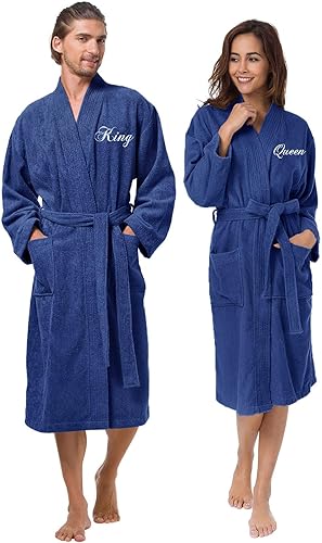AW BRIDAL 2Pcs Terry Cloth Robes for Women Men 100% Cotton Kimono Spa Robe Couples Wedding Anniversary Engagement Gifts
