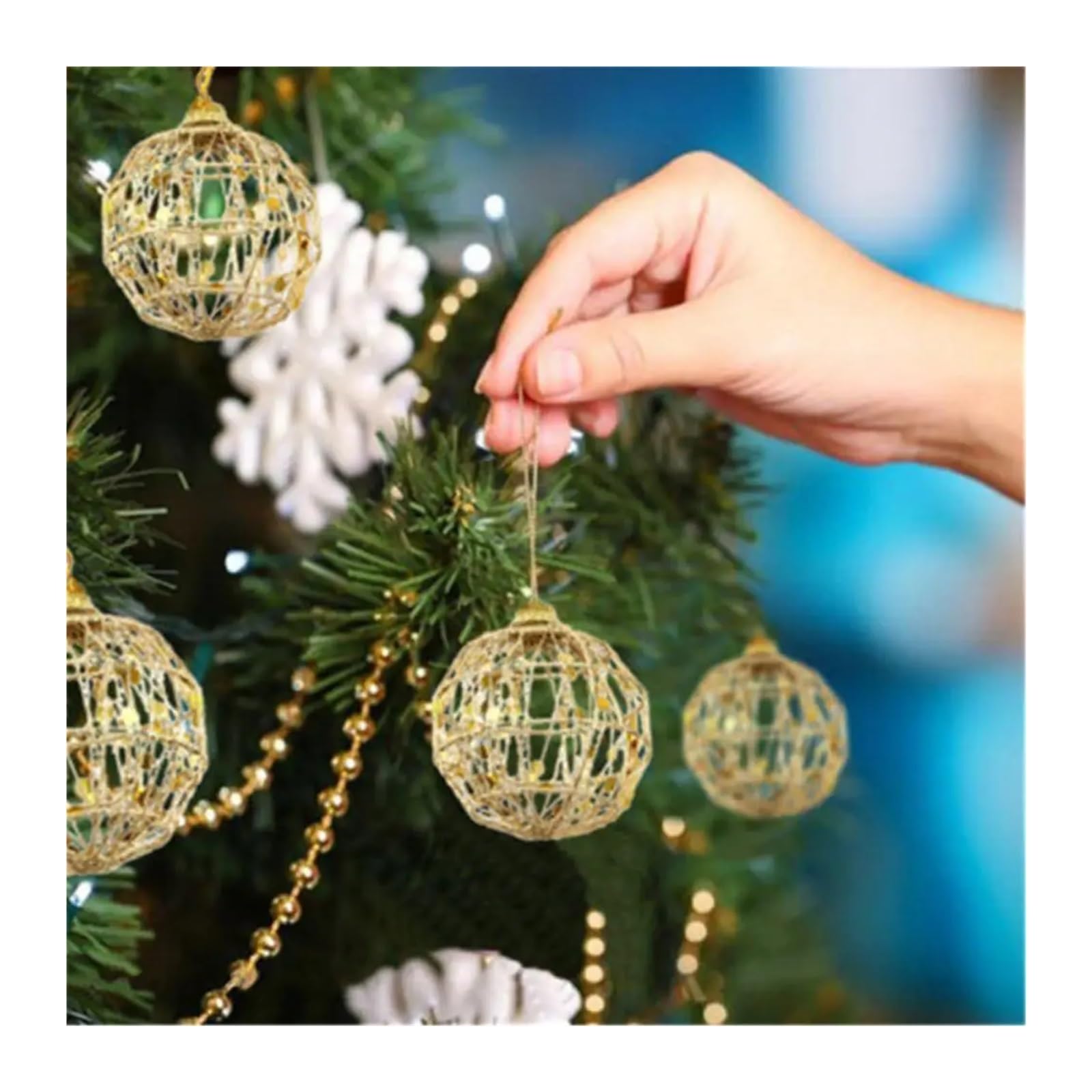 Weihnachtskugel-Ornamente, 6 Stück/Set, Weihnachtsbaum, goldene Kugel, goldene Weihnachtskugel, Neujahr, Weihnachten, Dekoration, Party-Ornament, Dekoration, Urlaubsdekoration (Größe 6 cm, 6 Stück)