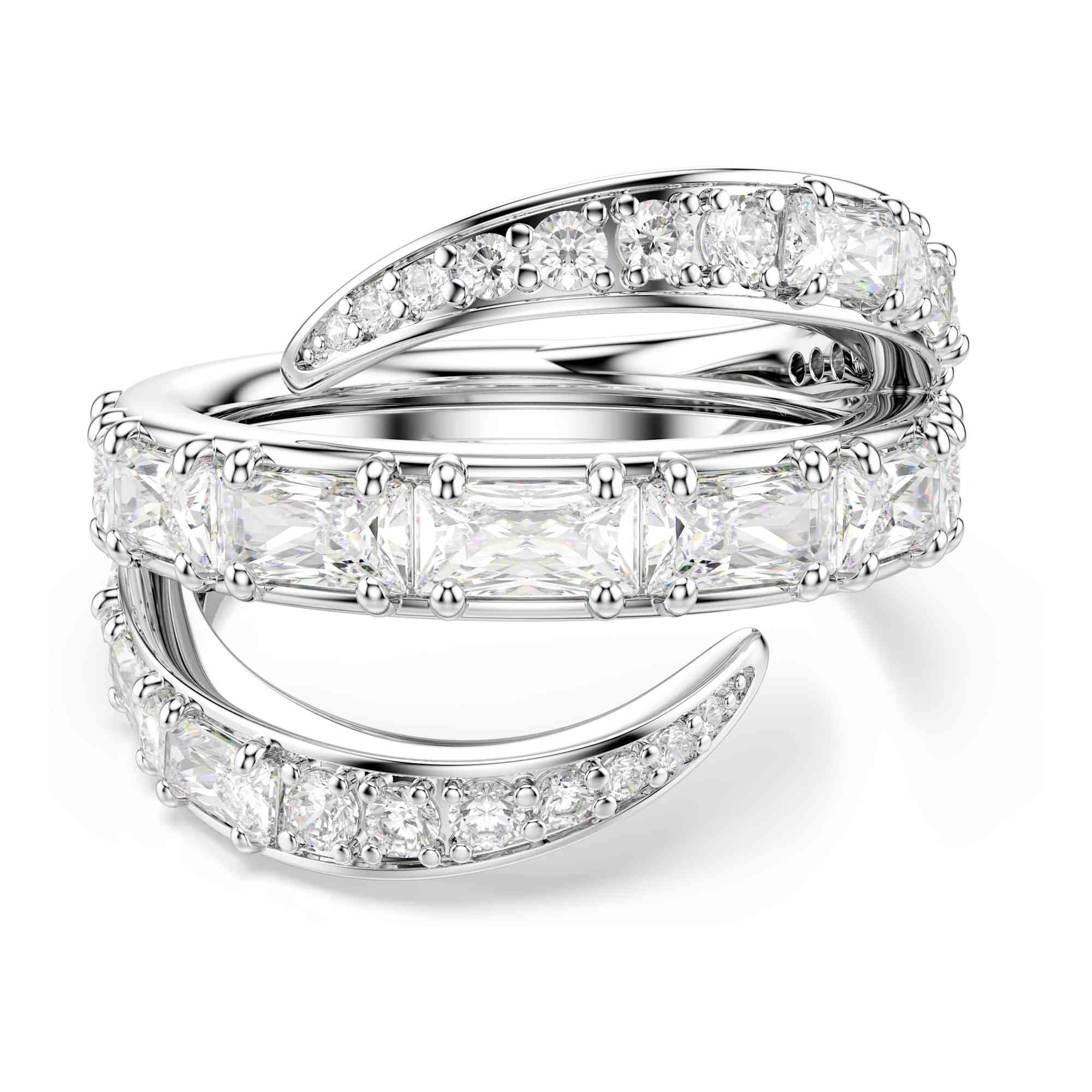 Swarovski Vienna Ring, Mixed Cuts, Swan, White, Rhodium Plated