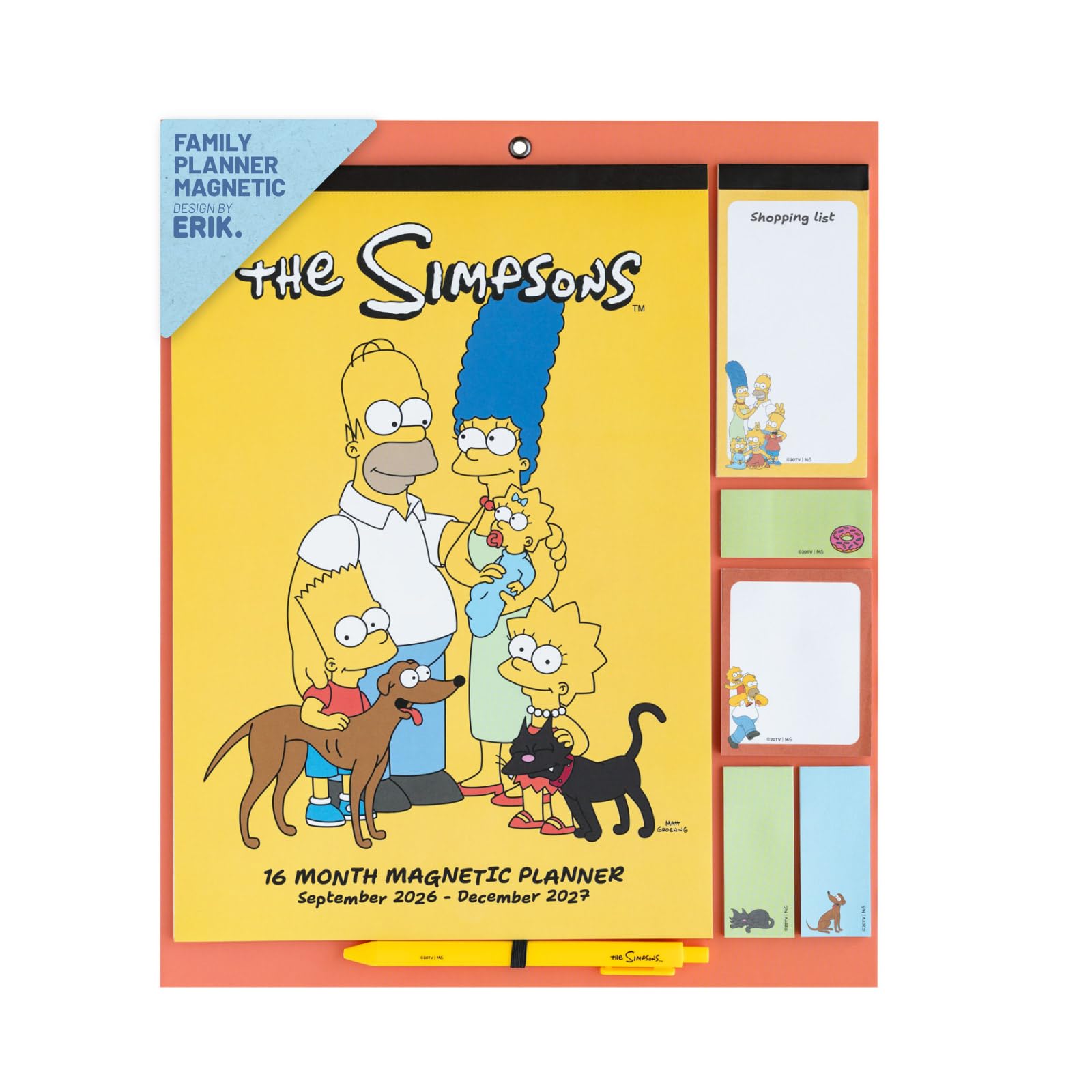 Grupo Erik The Simpsons Magnetic Calendar for Fridge 2027, Magnetic Planner