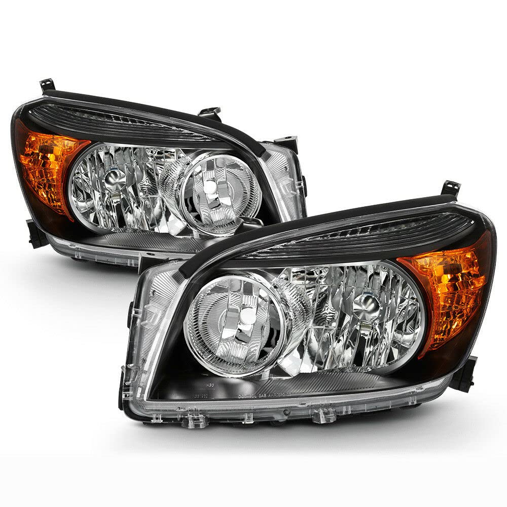 LMGTJNF Clear Lens Amber Signal Black Housing PAIR Headlight Lamp Compatible with Base HD-JH-TRAV06-AM-BK,Provides excellent performance