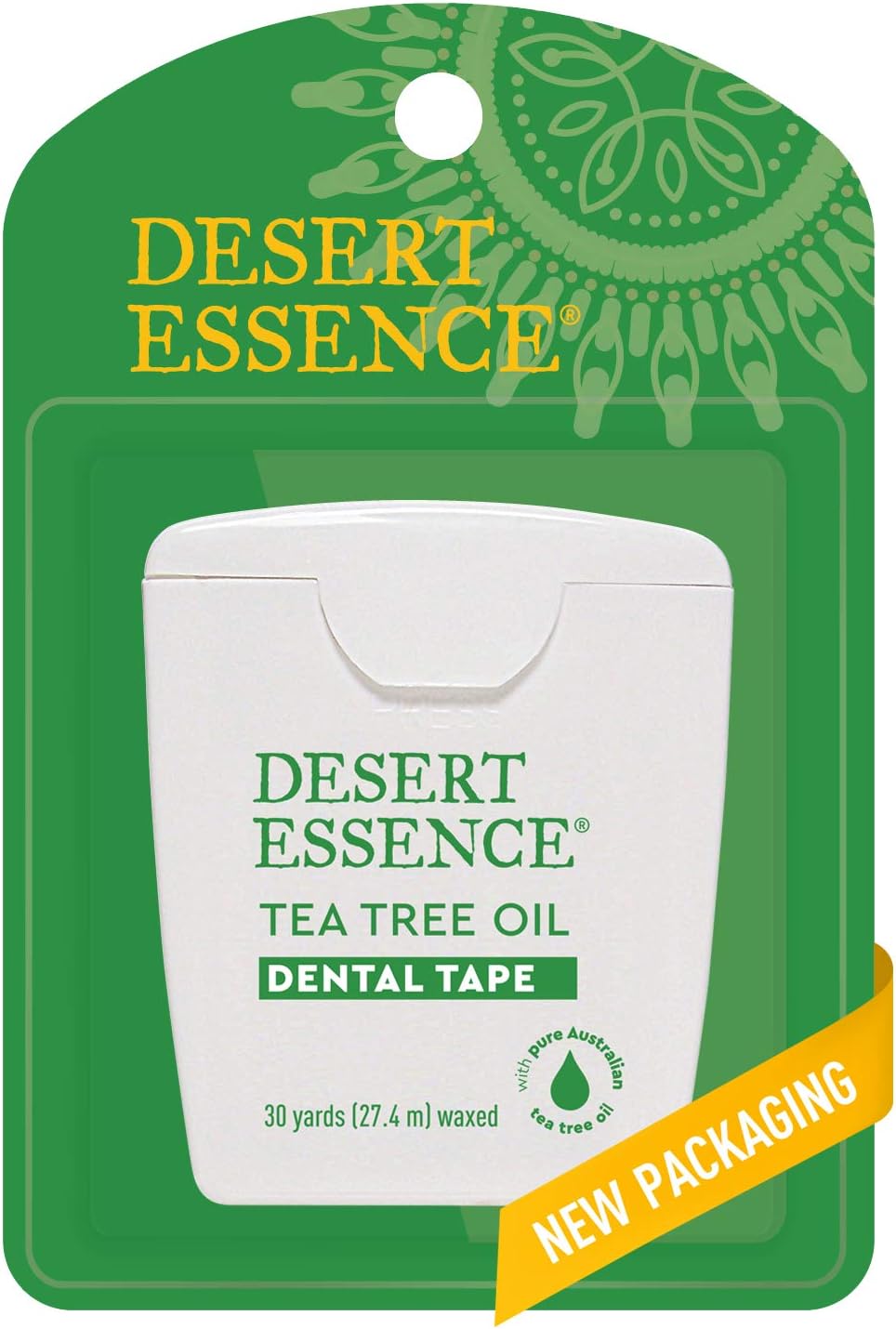 Desert Essence Tea Tree Oil Dental Tape - 30 Yards - Pack of 6 - Naturally Waxed w/Beeswax - Thick Flossing No Shred Tape - On The Go - Removes Food Debris Buildup - Cruelty-Free Antiseptic