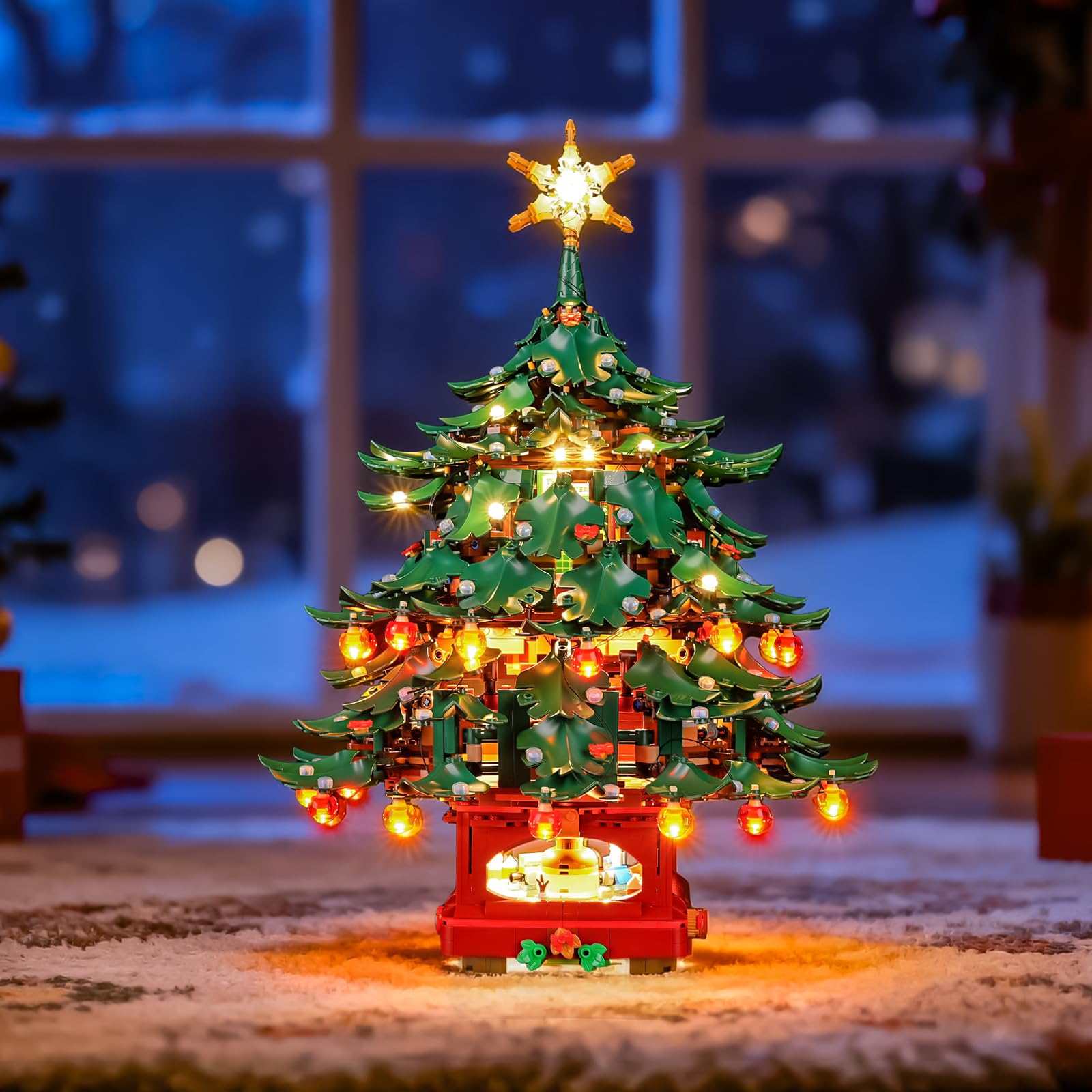 YEABRICKS Luce LED per Lego-41843 Famiglia di Natale Albero di Natale Decorazione Modello Blocchi di Costruzione (Set di Costruzione NON Incluso)